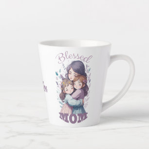 Blessed Mum, Cute Personalise Gift for Mother Latte Mug