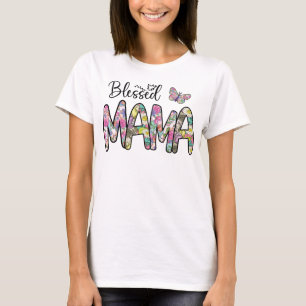 blessed mum mama flower butterfly T-Shirt