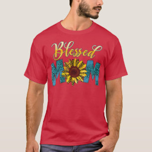 Blessed mum Sun Flower Leopard Mothers Day Mum Gra T-Shirt