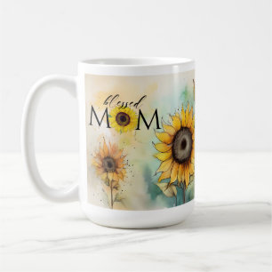 Blessed Mum Sunflower Mug Gift, Mother Mama