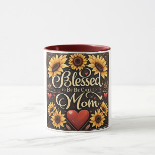 Blessed Mum Sunflowers Hearts Mothers Day Mug