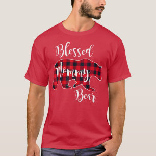 Blessed Mummy Bear Buffalo Check Plaid Pattern Mam T-Shirt