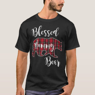 Blessed Mummy Bear Red Tartan Plaid Pattern Mama M T-Shirt