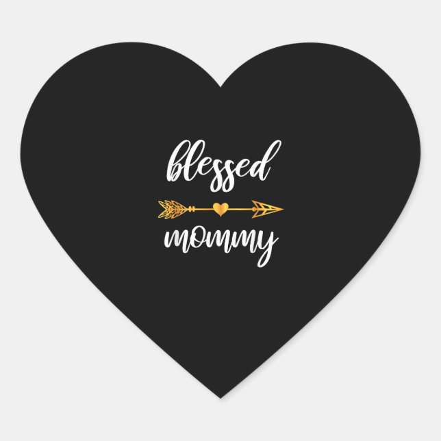 Blessed Mummy Shirt Mum Women Family Matching Than Heart Sticker (Front)