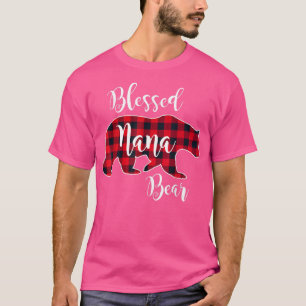 Blessed Nana Bear Red Buffalo Check Plaid Fun Gran T-Shirt
