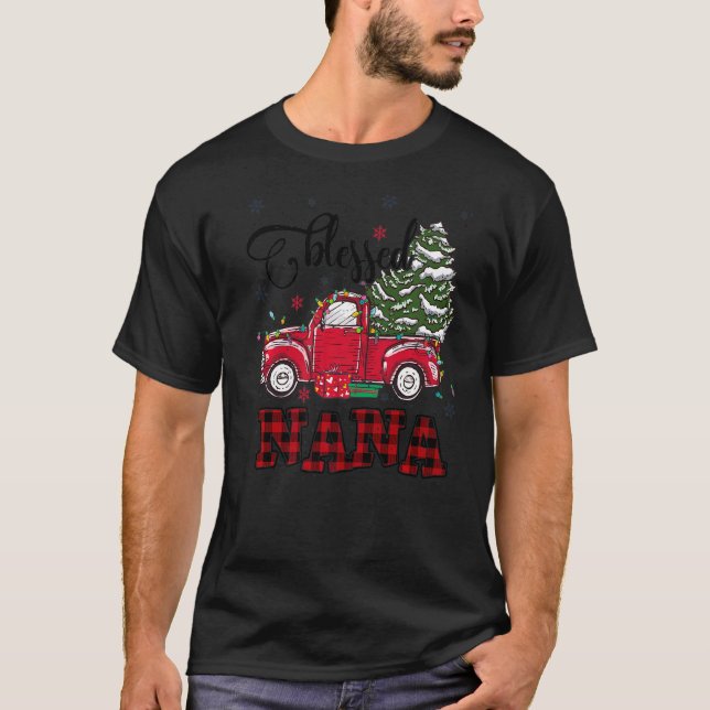 Blessed Nana  Christmas Family Lights Truck Red Tr T-Shirt (Front)