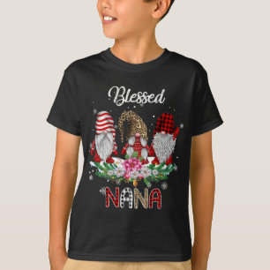Blessed Nana Christmas Leopard Buffalo Plaid Gnome T-Shirt