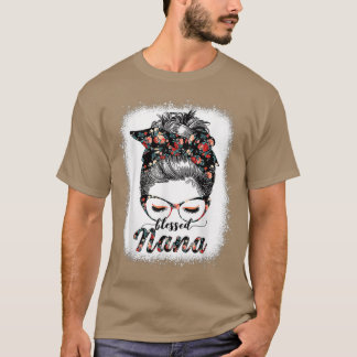 Blessed Nana Messy Bun Women Happy Easter, Mother' T-Shirt