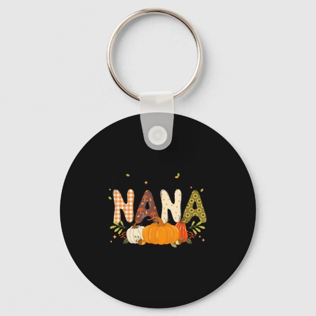 Blessed Nana Pumpkin Fall Autumn Thanksgiving Mum  Key Ring (Front)