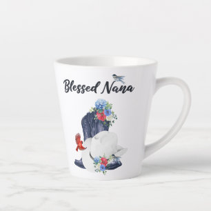 Blessed Nana with Cowboy Boots/Hat & Flowers/Birds Latte Mug