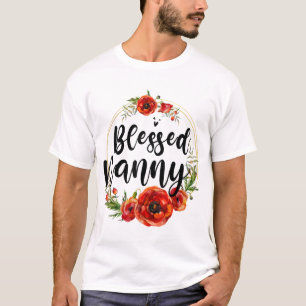 Blessed Nanny Floral Flower Mum Grandma Mothers Da T-Shirt