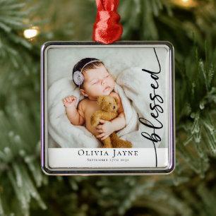 Blessed New Baby  Photo Keepsake Metal Tree Decoration