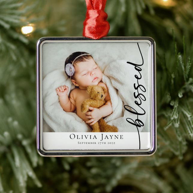 Blessed New Baby  Photo Keepsake Metal Tree Decoration (Tree)