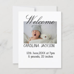 Blessed new born photo modern birth announcement postcard