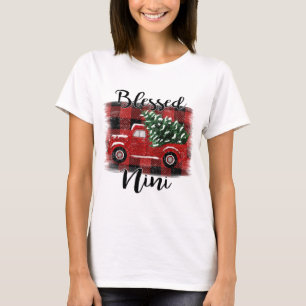 Blessed Nini Red Truck Vintage Christmas Tree T-Shirt