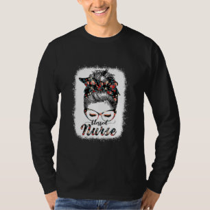 Blessed Nurse Messy Bun Women Happy Easter Mother' T-Shirt