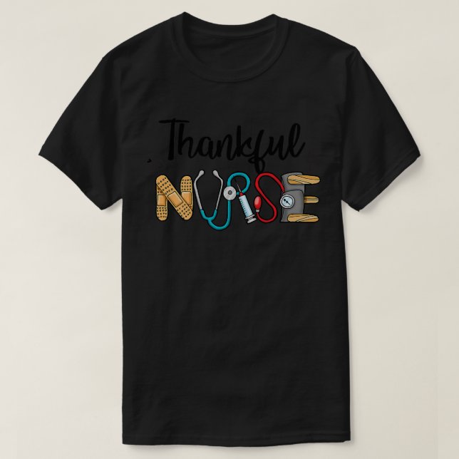 Blessed NurseNurse Fall Autumn Thanksgiving Day Gi T-Shirt (Design Front)