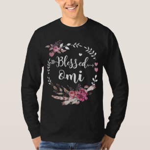 Blessed Omi Thanksgiving Floral Funny Gifts T-Shirt