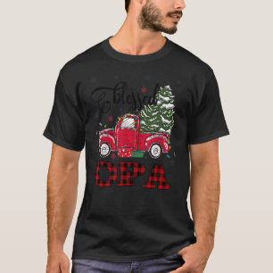 Blessed Opa   Christmas Family Lights Truck Red Tr T-Shirt