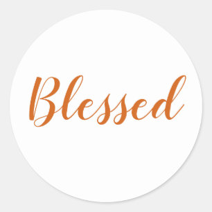 Blessed orange spice modern script thanksgiving classic round sticker
