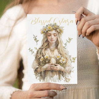 Blessed Ostara Eostre Spring Equinox Yellow Holiday Card
