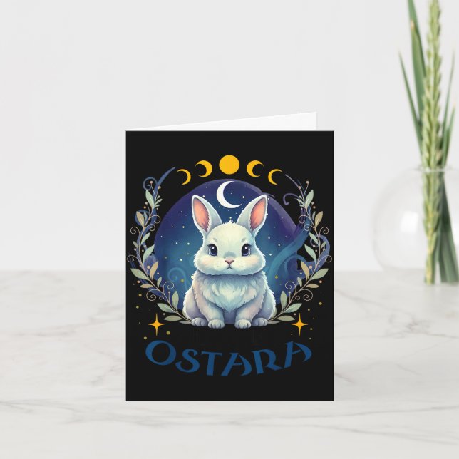 Blessed ostara pagan spring easter rabbit happy card (Front)