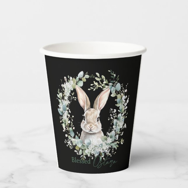 Blessed Ostara Rabbit Spring Easter Paper Cups (Front)
