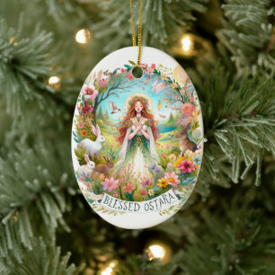 Blessed Ostara Tree Wiccan Pagan Spring Ceramic Tree Decoration