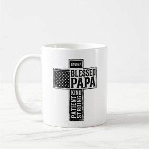 Blessed Papa Cross Christian Vintage Typography De Coffee Mug