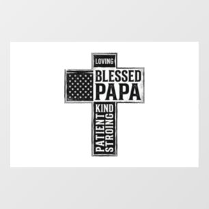 Blessed Papa Cross Christian Vintage Typography De Window Cling