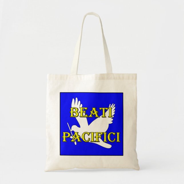 blessed peacemakers white dove tote bag (Front)