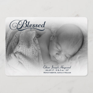Blessed Photo Boy Birth Announcement Soft Overlay