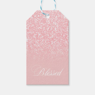 Blessed Pink Glitter Colour F3C0C0 Add Your Name Gift Tags