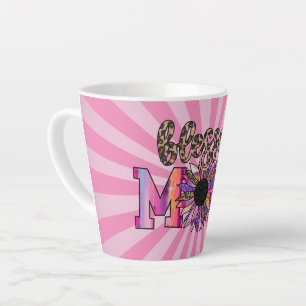 Blessed Pink Mum Floral Modern Latte Mug