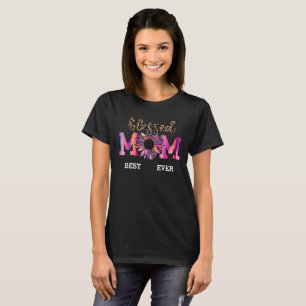 Blessed Pink Mum Floral Modern T-Shirt