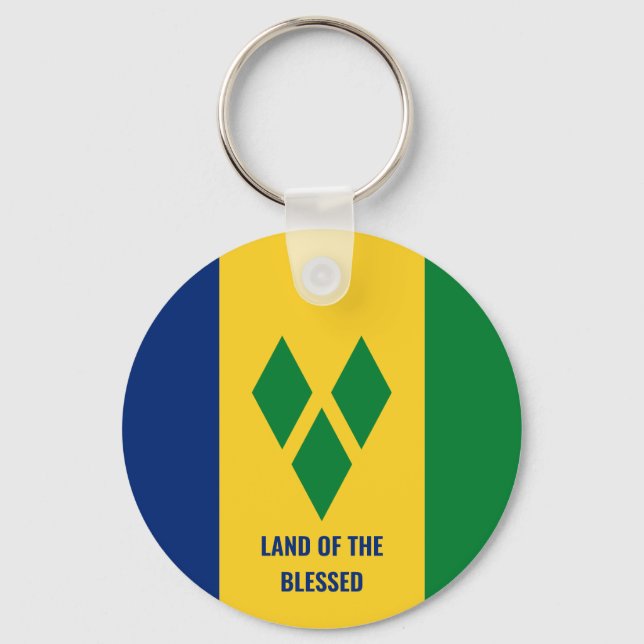 Blessed | Quote St Vincent and the Grenadines Flag Key Ring (Front)