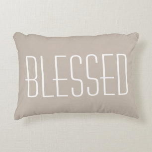 Blessed Quote Tan Decorative Cushion