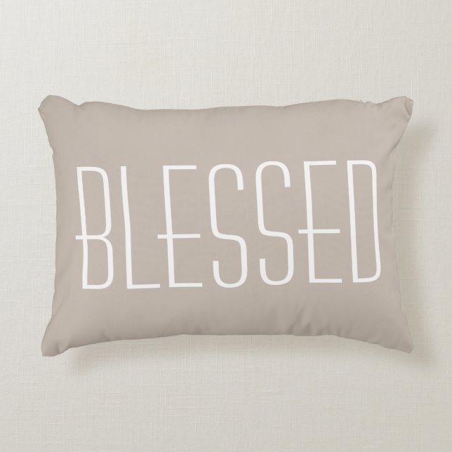 Blessed Quote Tan Decorative Decorative Cushion (Front)