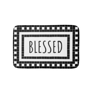 Blessed Rae Dunn Inspired Black and White Bath Mat