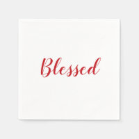 Blessed red white script cute thanksgiving paper