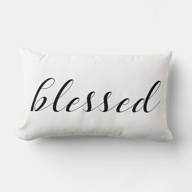 Blessed - Religious Blessings Gratitude Quote Lumbar Cushion (Front)