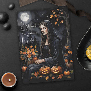 Blessed Samhain Night Halloween Fall Witch Card
