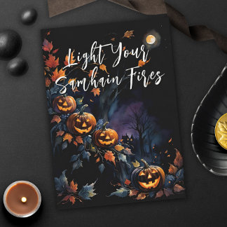 Blessed Samhain Night Halloween Pumpkins Fall Card