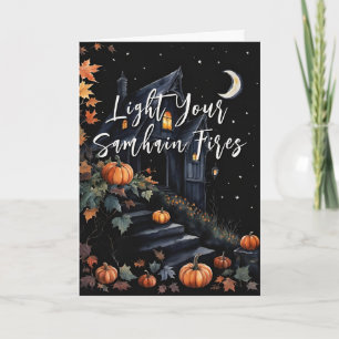 Blessed Samhain Night Halloween Pumpkins Fall Card