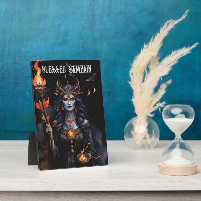 Blessed Samhain Night Pagan Hecate Goddess Plaque (Side)