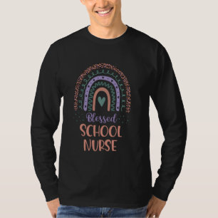 Blessed School Nurse Back To School Boho Rainbow T-Shirt