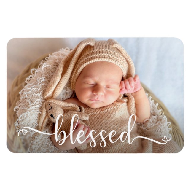 Blessed Script Baby Photo Magnet (Horizontal)