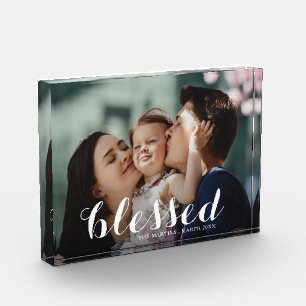 BLESSED Script Photo Block