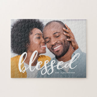Blessed Script with Name Photo Jigsaw Puzzle
