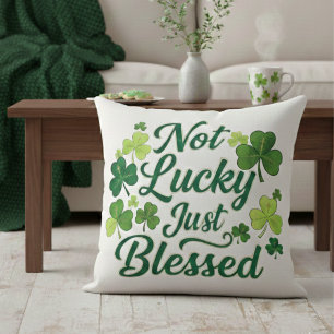 Blessed Shamrock Not Lucky Green Plaid Cushion